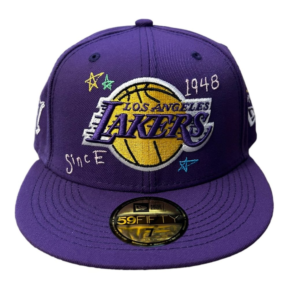New Era LOS ANGELES LAKERS SCRIBBLE FITTED HAT Purple NEW